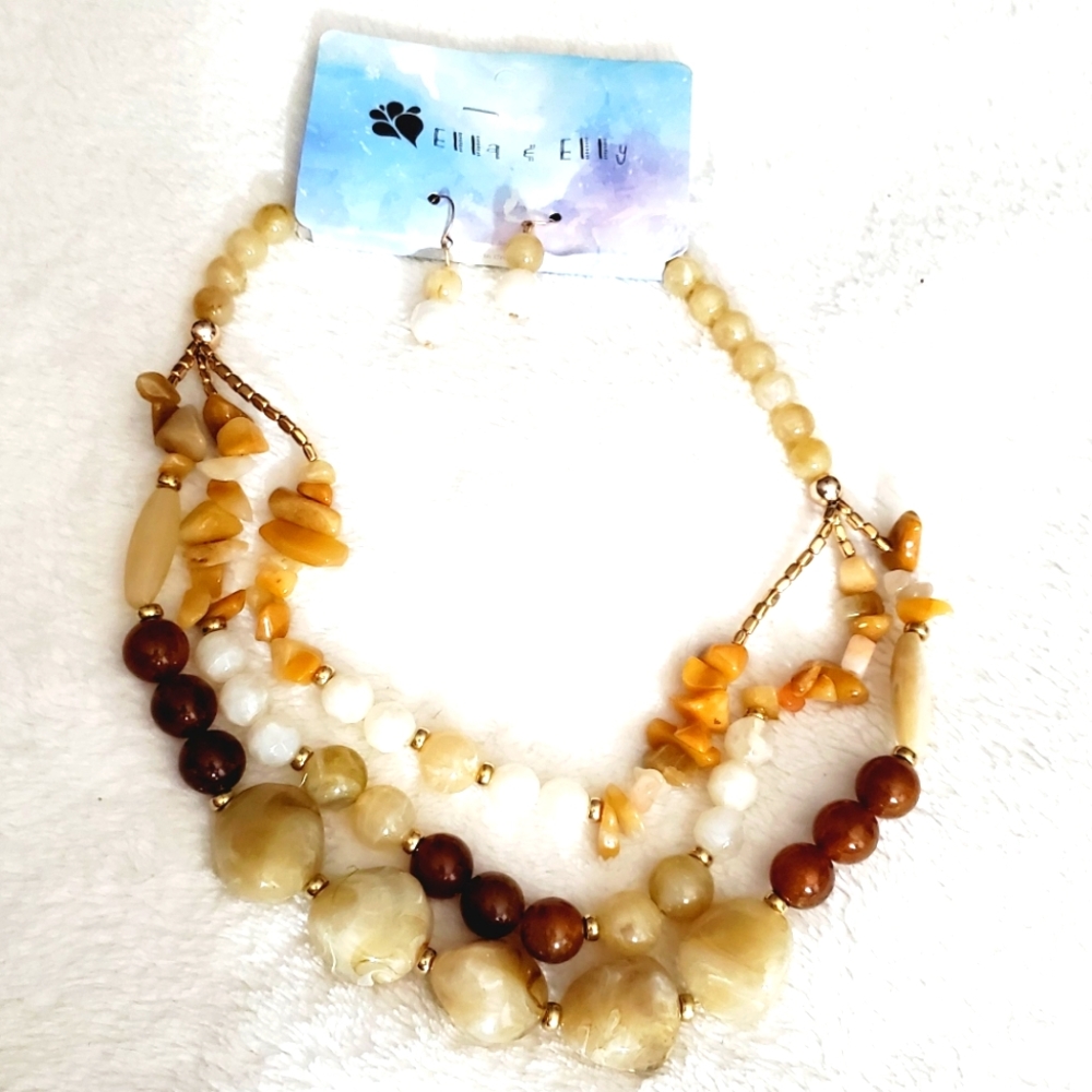 Ella and Elly nwt necklace and earrings set warm colors